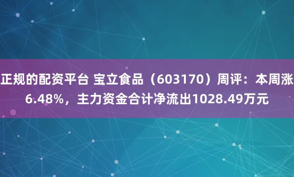 正规的配资平台 宝立食品（603170）周评：本周涨6.48%，主力资金合计净流出1028.49万元